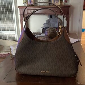Michael Kors Dark Brown Signature MK Logo Hobo Bag